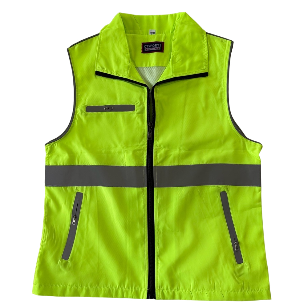 NEW Women's Safety Yellow Zip Up Breathable Mesh Vest Size Medium